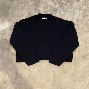 Women's Black V-Neck Sweater.  Perfect White Tee Brand.  Cotton in Size Large